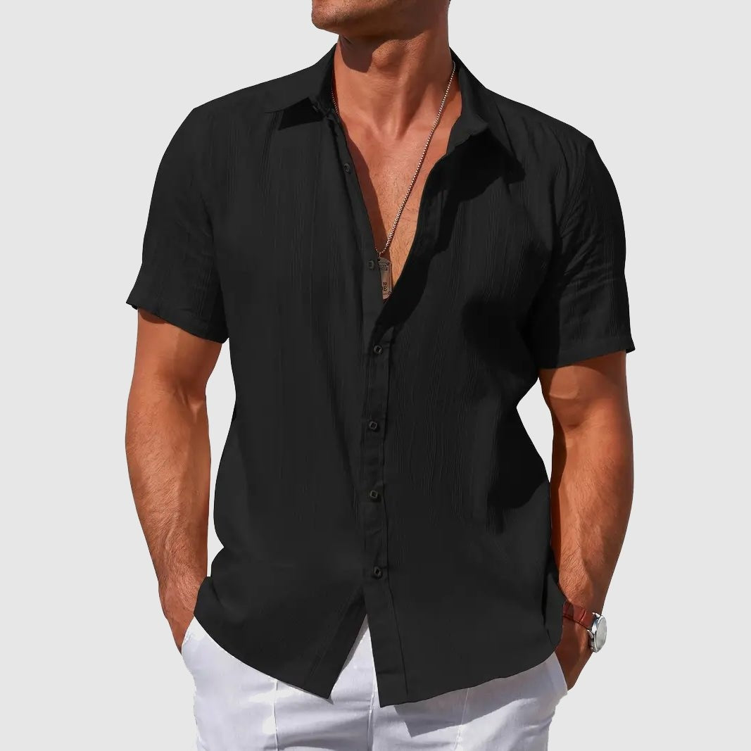 Nicolás Adrián | Camisa de Lino de Manga Corta Hombre Texturizada