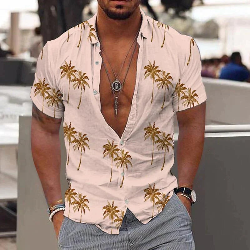 Bruno Aitor | Camisa Hawaiana Estampada Hombre Manga Corta