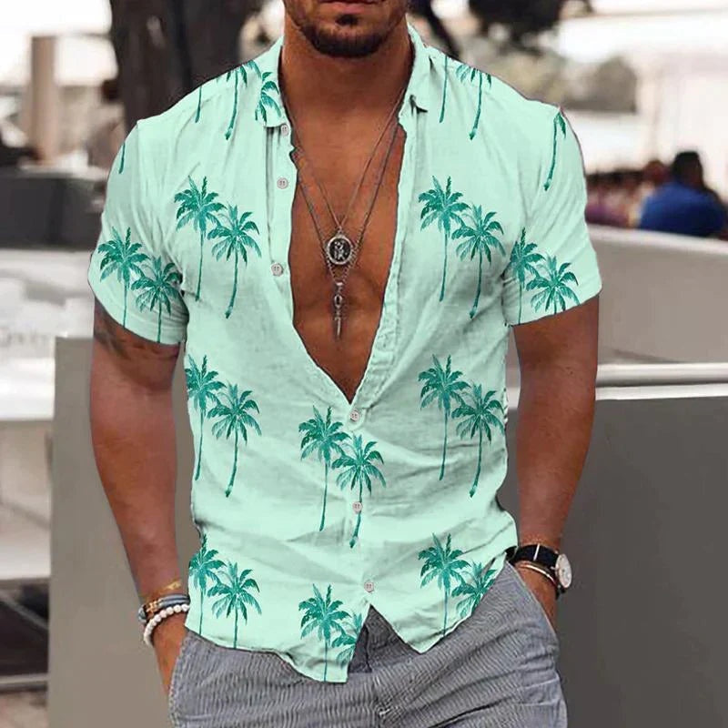Bruno Aitor | Camisa Hawaiana Estampada Hombre Manga Corta