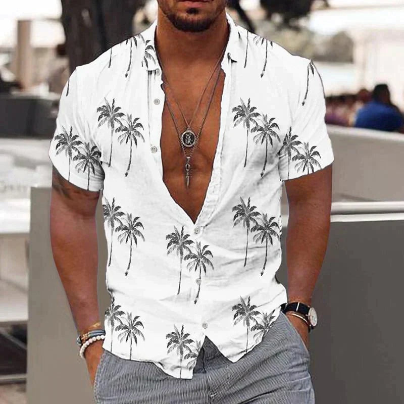 Bruno Aitor | Camisa Hawaiana Estampada Hombre Manga Corta