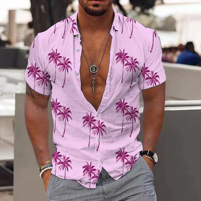 Bruno Aitor | Camisa Hawaiana Estampada Hombre Manga Corta