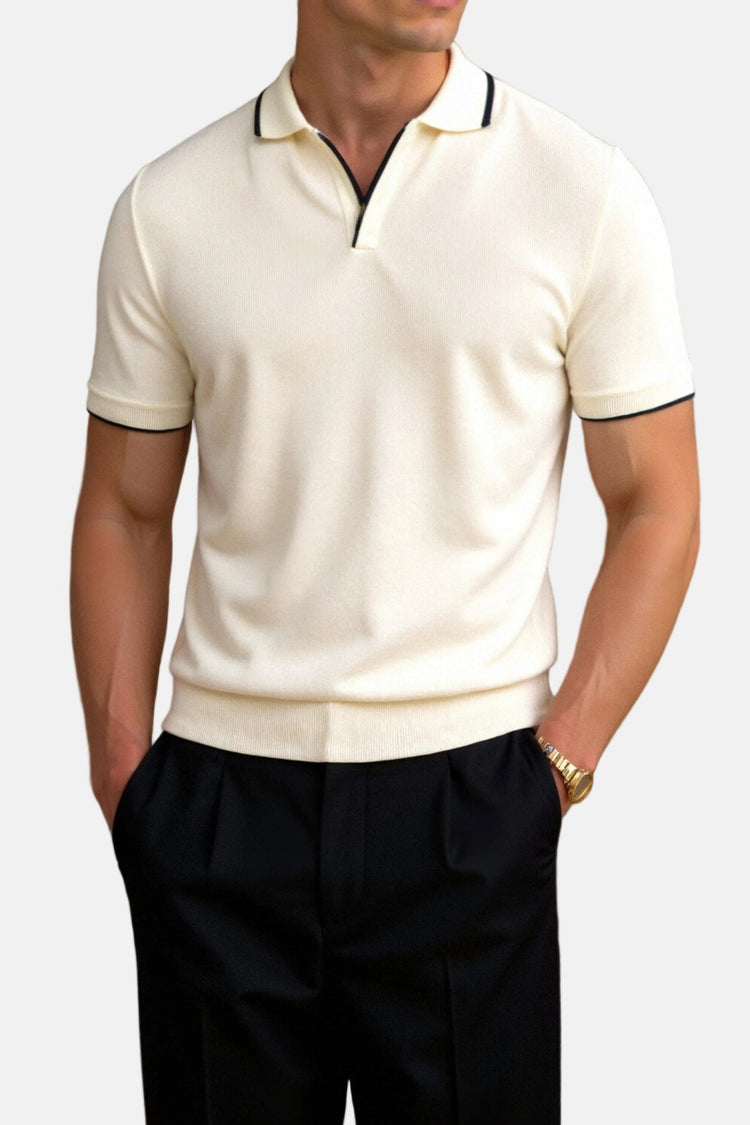 Ignacio Álvaro | Polo de Punto de Manga Corta Hombre Cuello Abierto