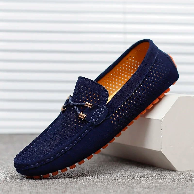 Aitor Arnau | Mocasines de Ante Perforado Hombre Sin Cordones