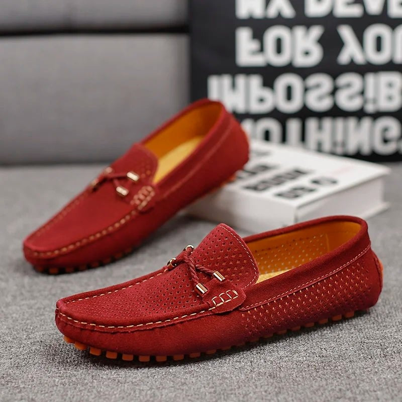 Aitor Arnau | Mocasines de Ante Perforado Hombre Sin Cordones