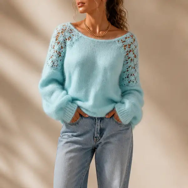 Adela Sol | Jersey de Punto con Detalle de Encaje