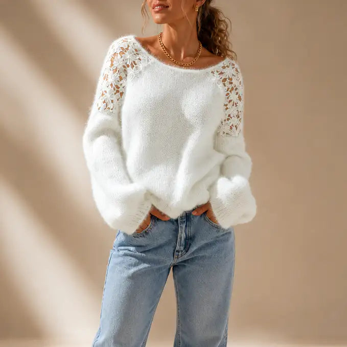 Adela Sol | Jersey de Punto con Detalle de Encaje