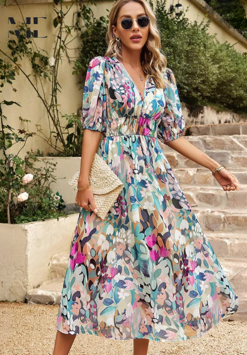 Nerea | Vestido Midi de Invitada Estampado Floral — imagen 1