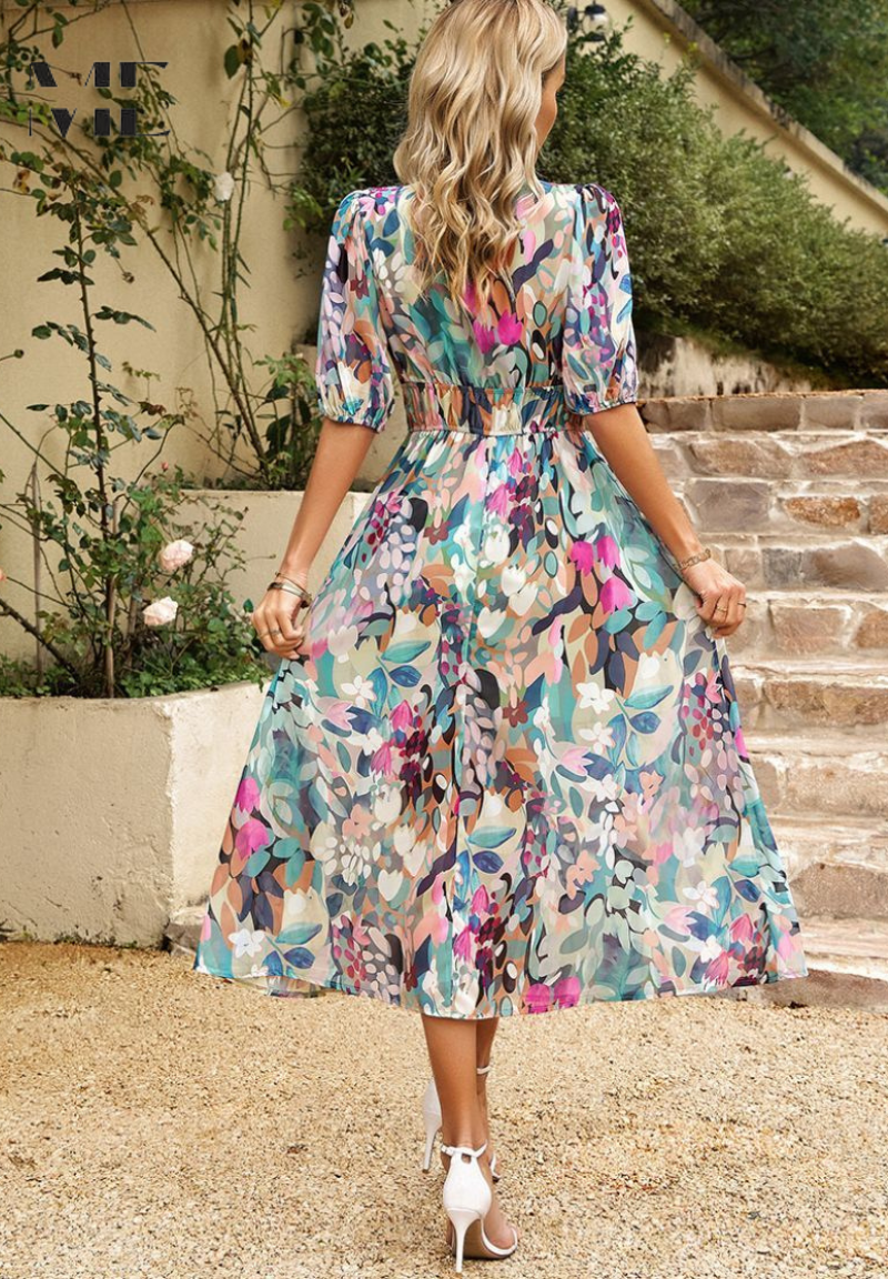 Nerea | Vestido Midi de Invitada Estampado Floral — imagen 2