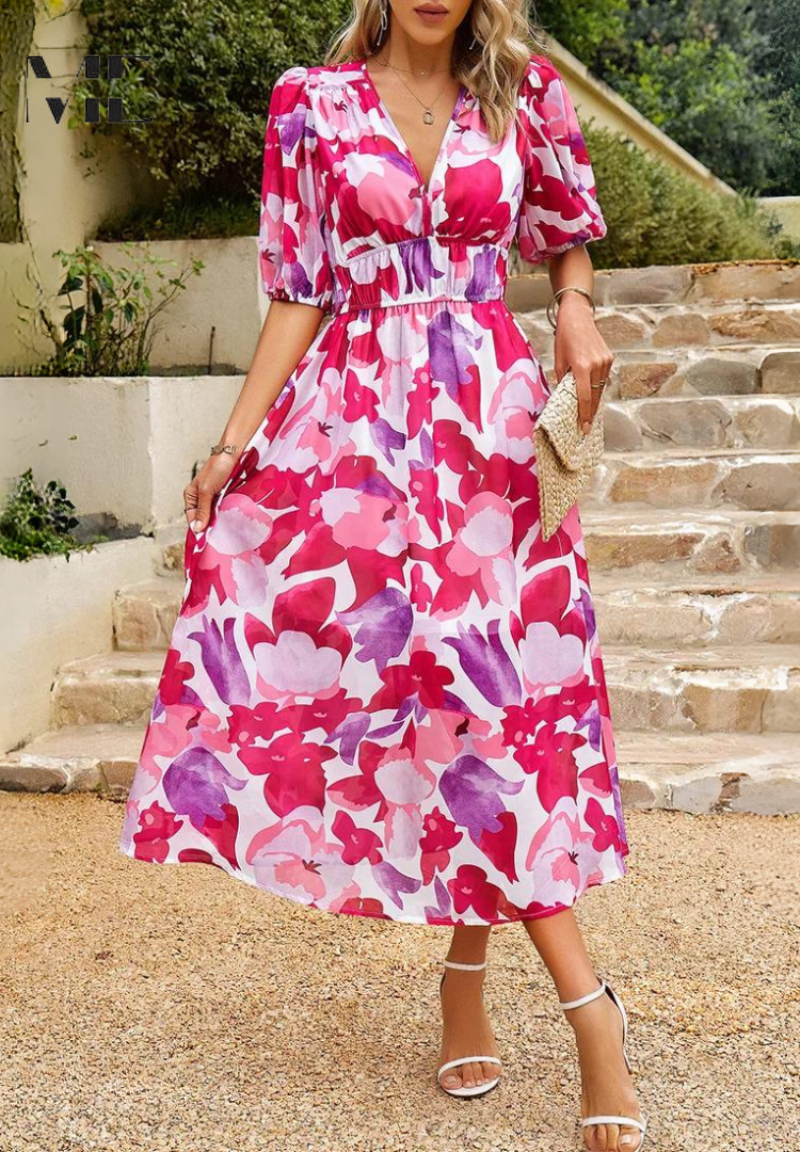 Nerea | Vestido Midi de Invitada Estampado Floral — imagen 8