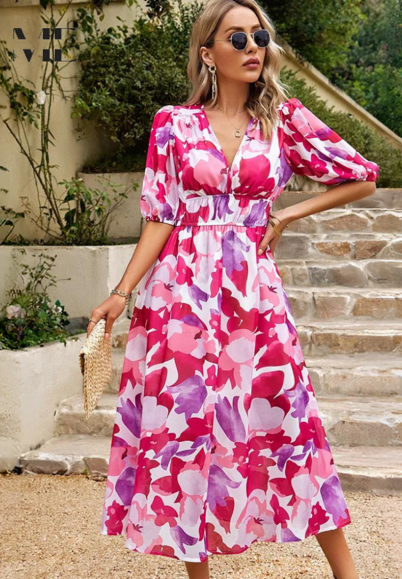 Nerea | Vestido Midi de Invitada Estampado Floral — imagen 7