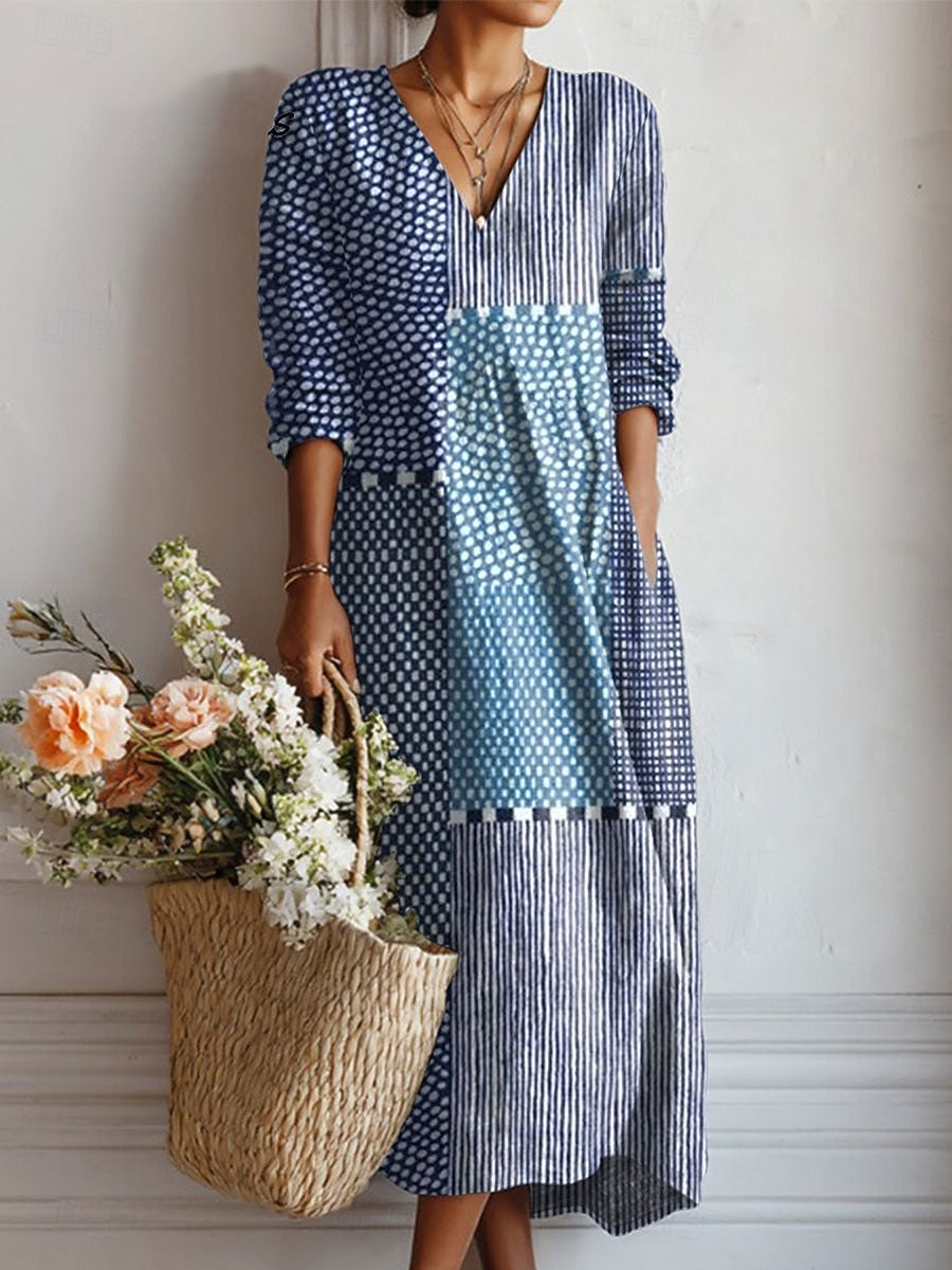 Salma | Vestido Midi Boho de Lino Estampado — imagen 4