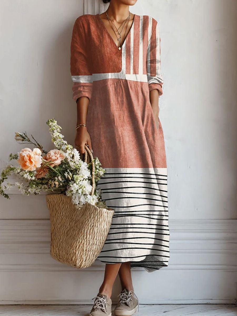 Salma | Vestido Midi Boho de Lino Estampado — imagen 11